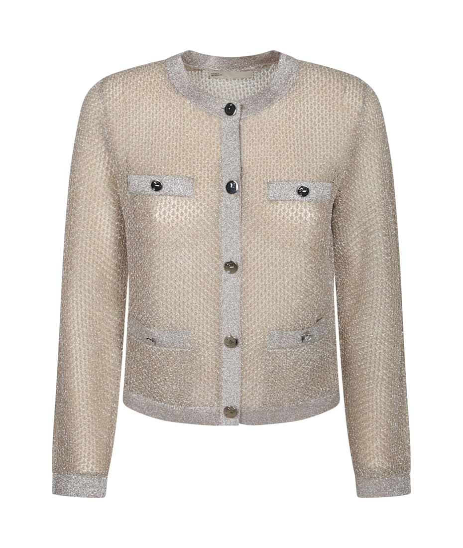 Tory Burch Kendra Mesh Beige Cardigan | italist