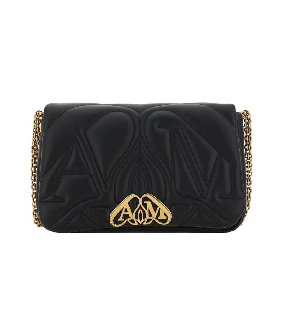 トートバッグ ALEXANDER MCQUEEN Black Leather Small Seal Shoulder Bag Alexander McQueen Seal Shoulder Bag | italist