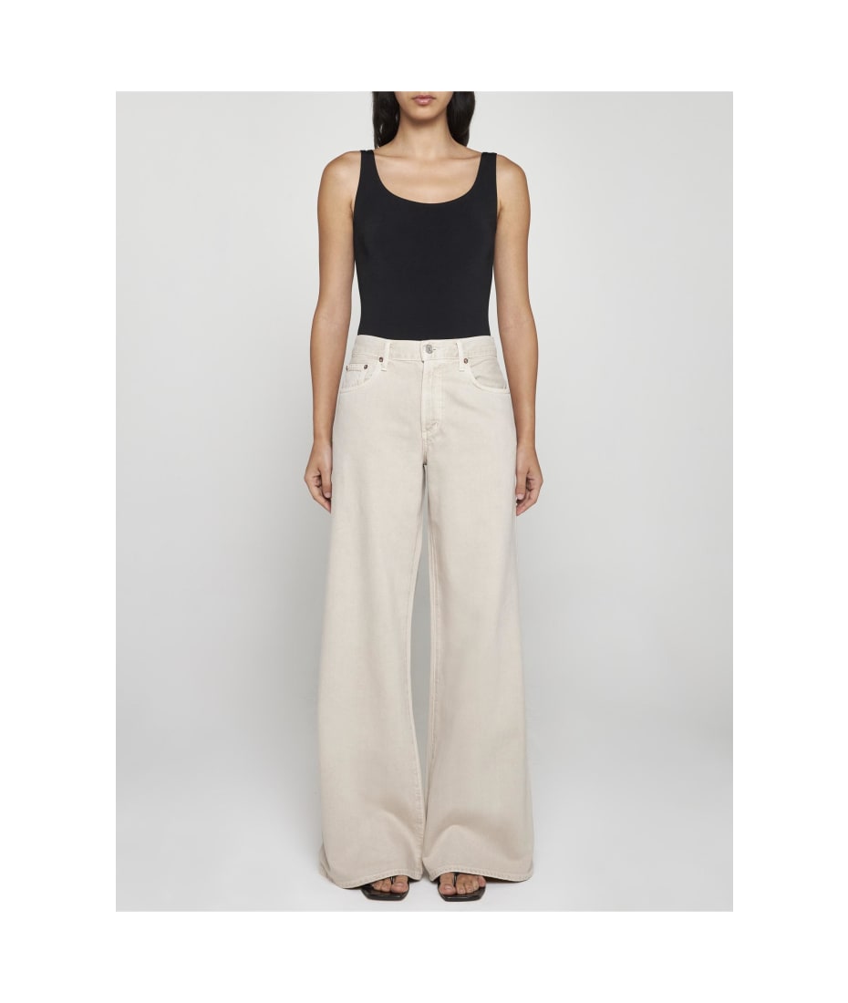 【関税込み】AGOLDE ベージュ Clara ジーンズ AGOLDE Clara Baggy low-rise wide-leg jeans | NET-A-PORTER