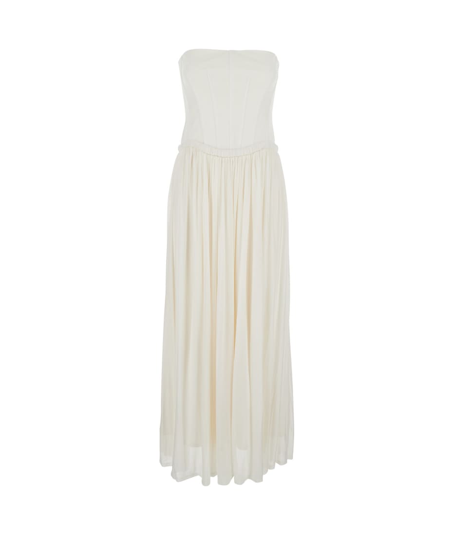 'adalys' White Off-shoulder Bustier Dress In Tech Fabric Woman