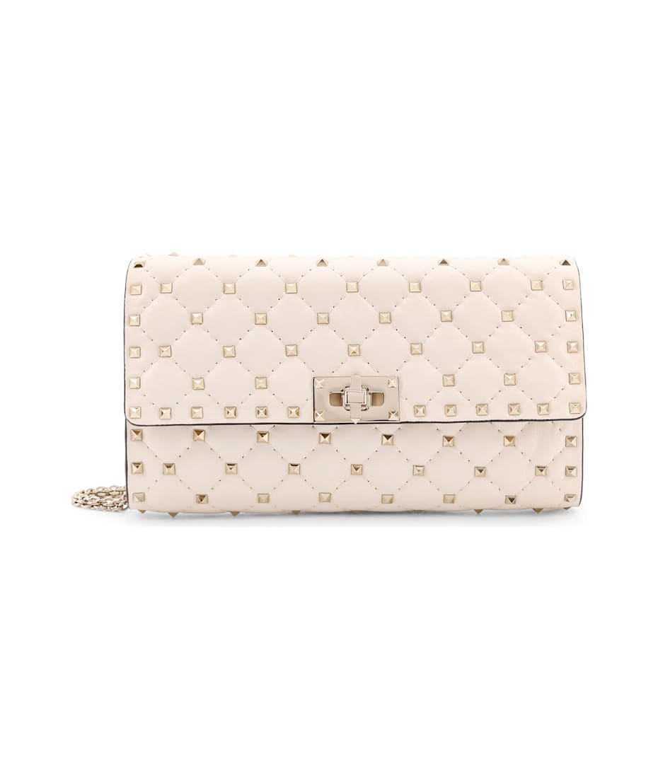 Valentino Garavani Ivory Nappa Leather Rockstud Shoulder Bag