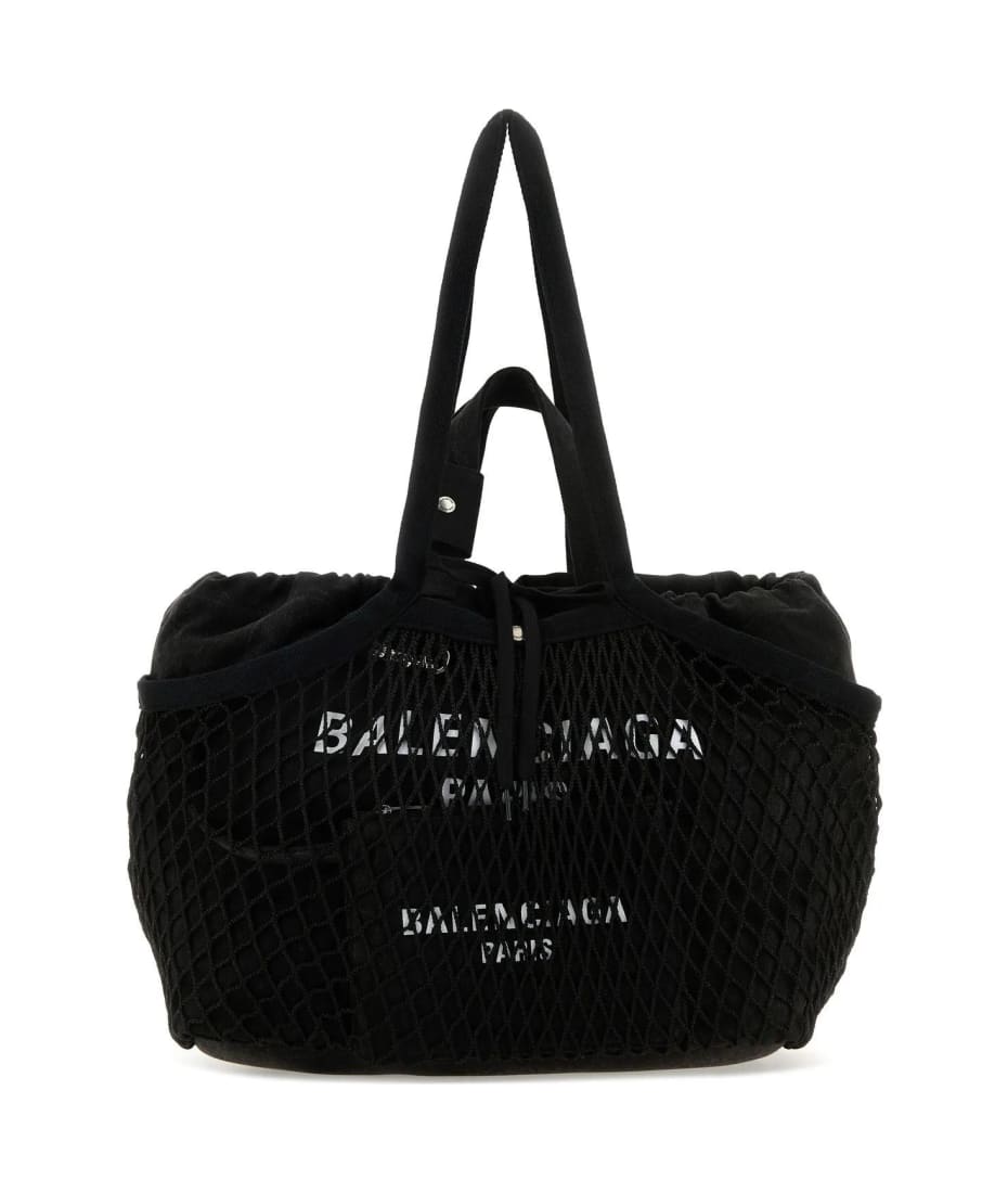 トートバッグ BALENCIAGA Black Canvas And Mesh Medium 24/7 Shopping Bag Balenciaga Black Canvas And Mesh Medium 24/7 Shopping Bag