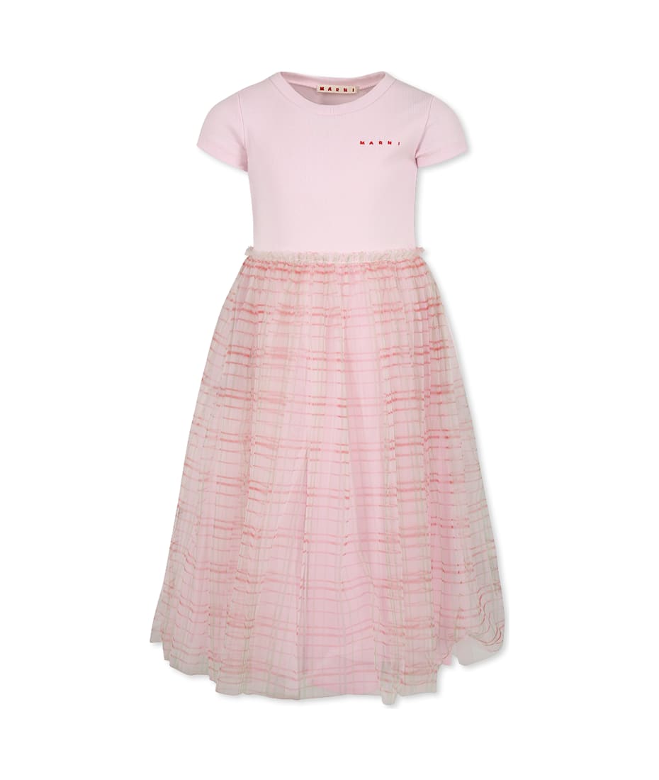 strapless open back dress Marni Girls Silk Salmon Dress – Petit New York main image 1