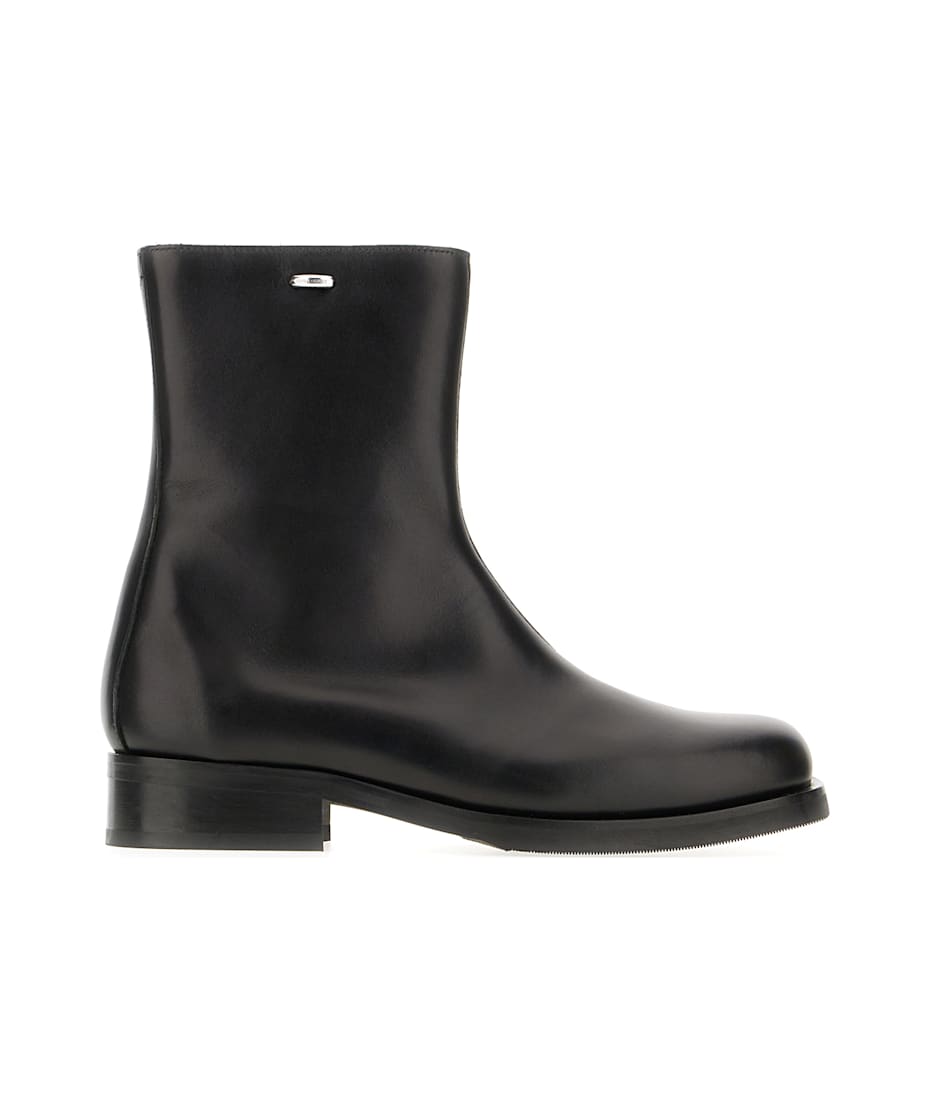 Black Leather Camion Boots