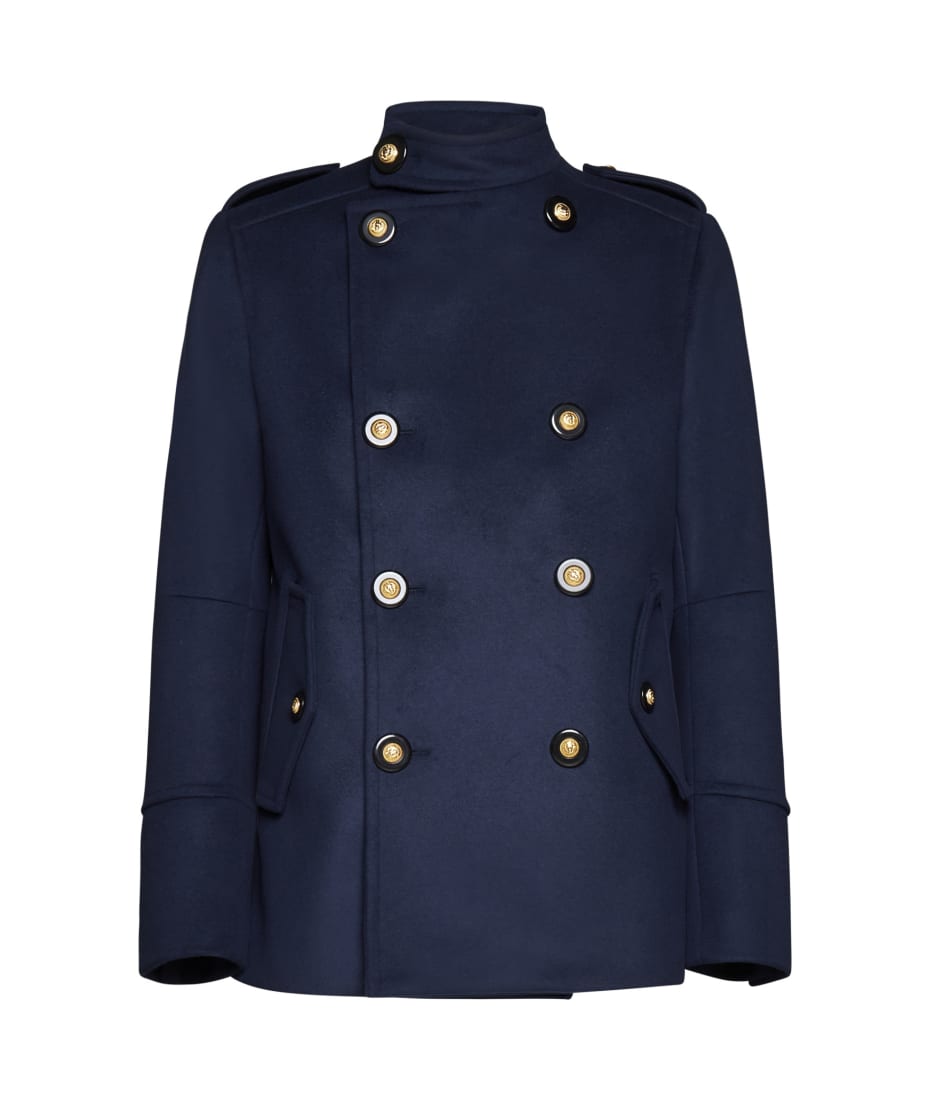 Balmain Virgin Wool Coat With Iconic Buttons | italist