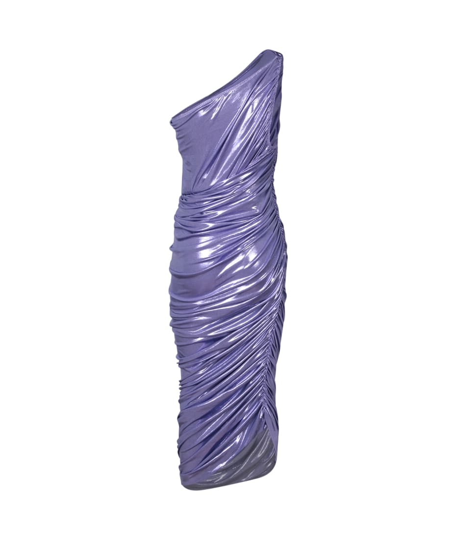 パーティードレス NORMA KAMALI ST2233 LM287 995 Dresses Purple LS V NECK SHIRRED FRONT DRESS – Misty Blue – Norma Kamali