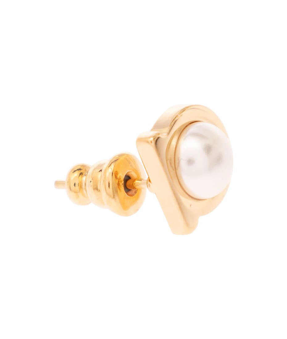 Ferragamo Gold-colored Earrings With Gancini Detail In Brass