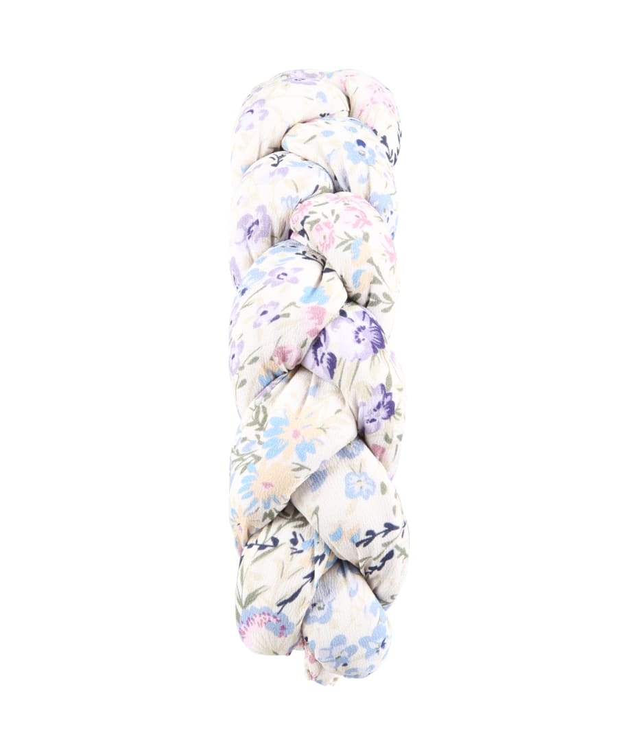 Simonetta Ivory Heandbad For Girl With Floral Print - Ivory