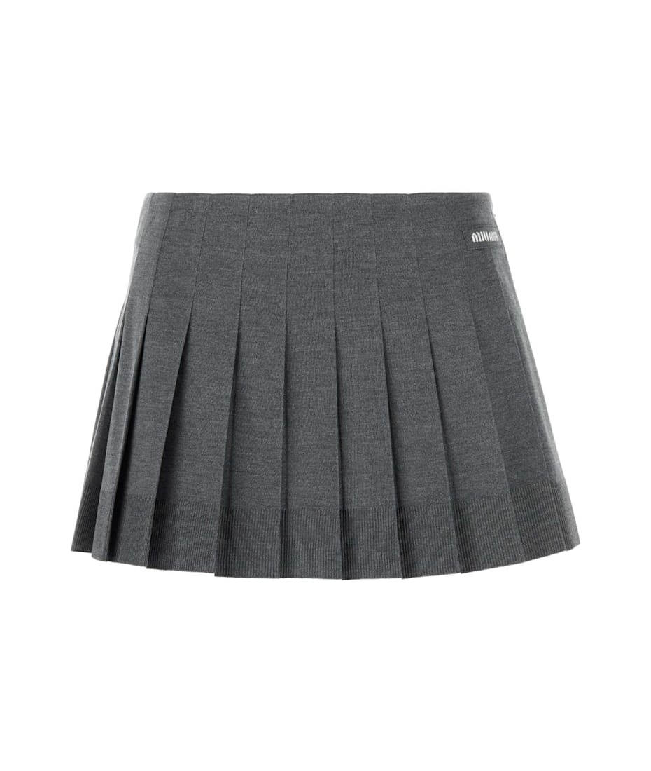 ミニスカート MiuMiu Dark grey silk blend mini skirt Miu Miu Dark Grey Silk Blend Mini Skirt | italist
