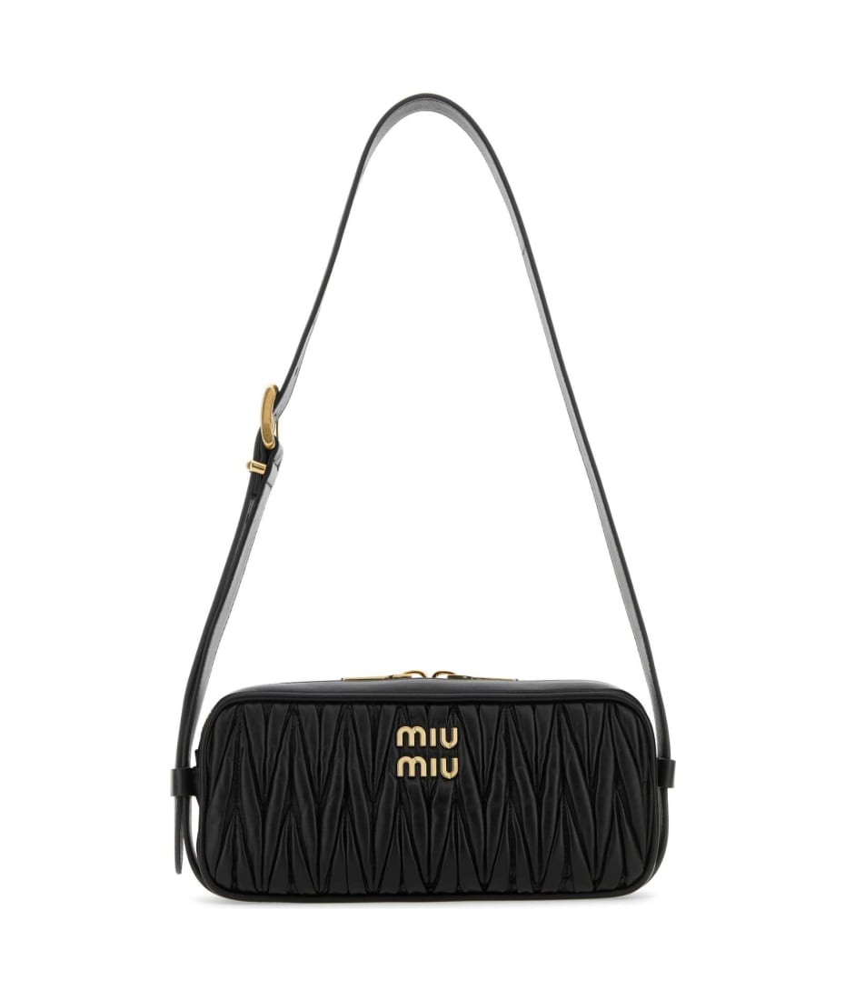 【関税&送料込】Miu Miu Black Nappa Leather Avenue Shoulder Miu Miu Black Nappa Leather Shoulder Bag | italist
