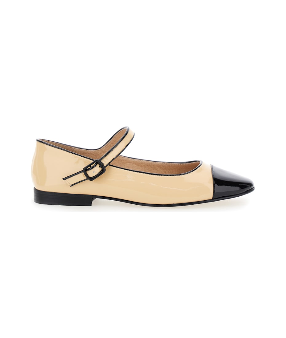 フラットシューズ Jeffrey Campbell FW24 CURVET PATENT (JCSJCD205 1501) Jeffrey Campbell Curvet' Beige Ballet Shoes With Contrasting