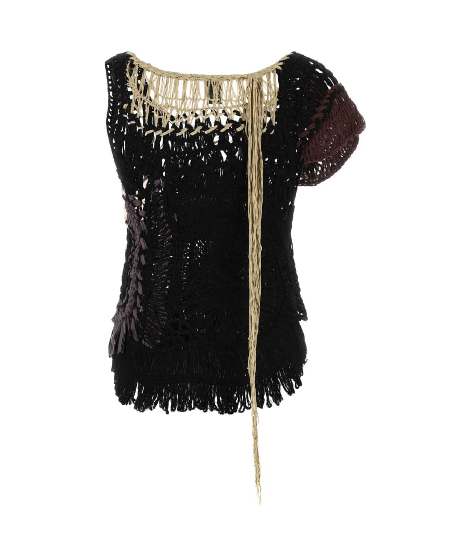 【送料&関税込】Dries Van Noten Black Crochet Top Dries Van Noten Black Crochet Top | italist