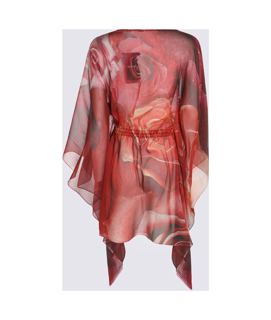VIP【関税送料無料】希少 ROBERTO CAVALLI RED SILK DRESS ROBERTO CAVALLI 2002 Red Floral Silk Dress (S-M) - Emerieu
