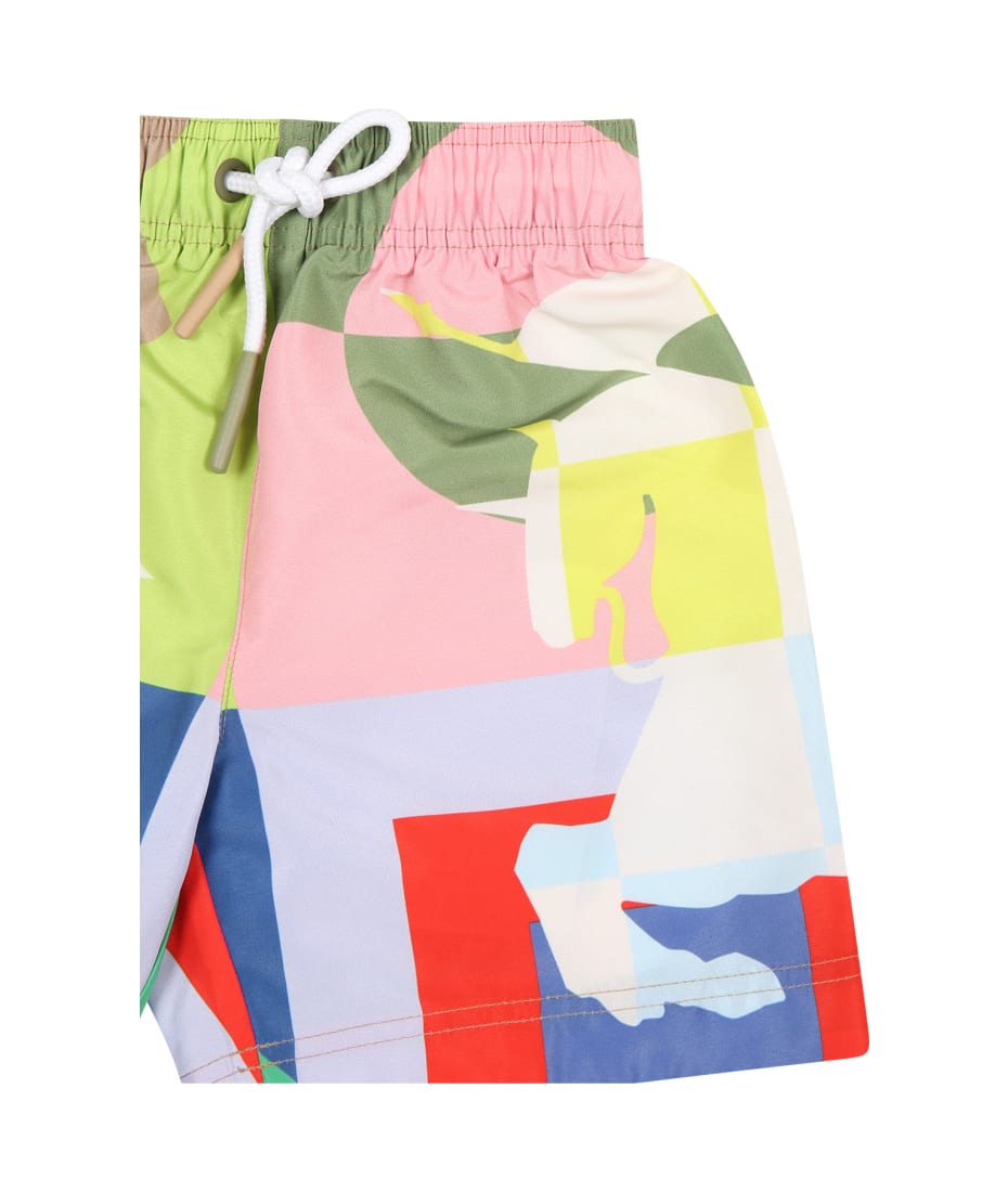 Burberry Multicolor Swim Shorts For Baby Boy With Equestrian Knight