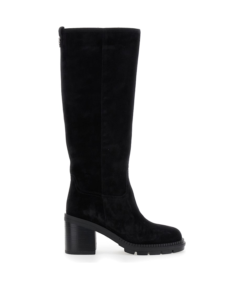 Casadei Black Boots With Zip Closure On The Side And Logo