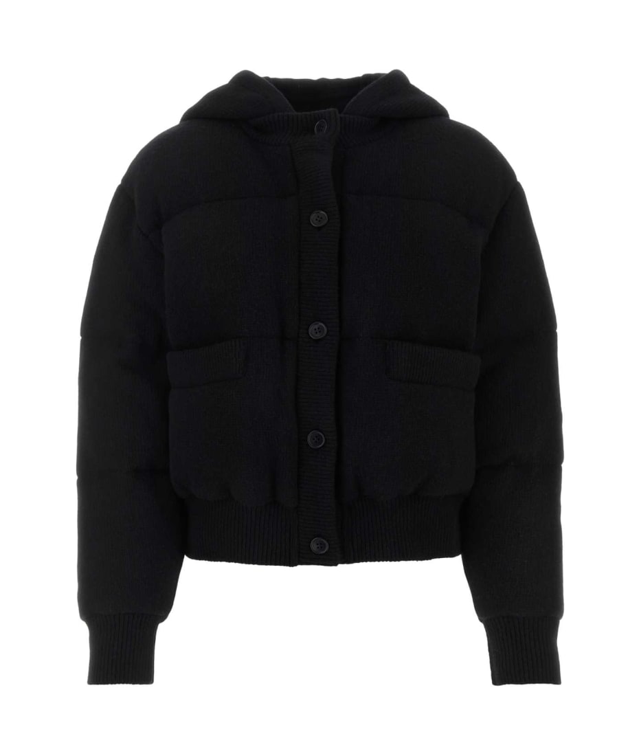 ダウンジャケット・コート PRADA BLACK STRETCH WOOL BLEND PADDED JACKET Prada Black Stretch Wool Blend Padded Jacket | italist