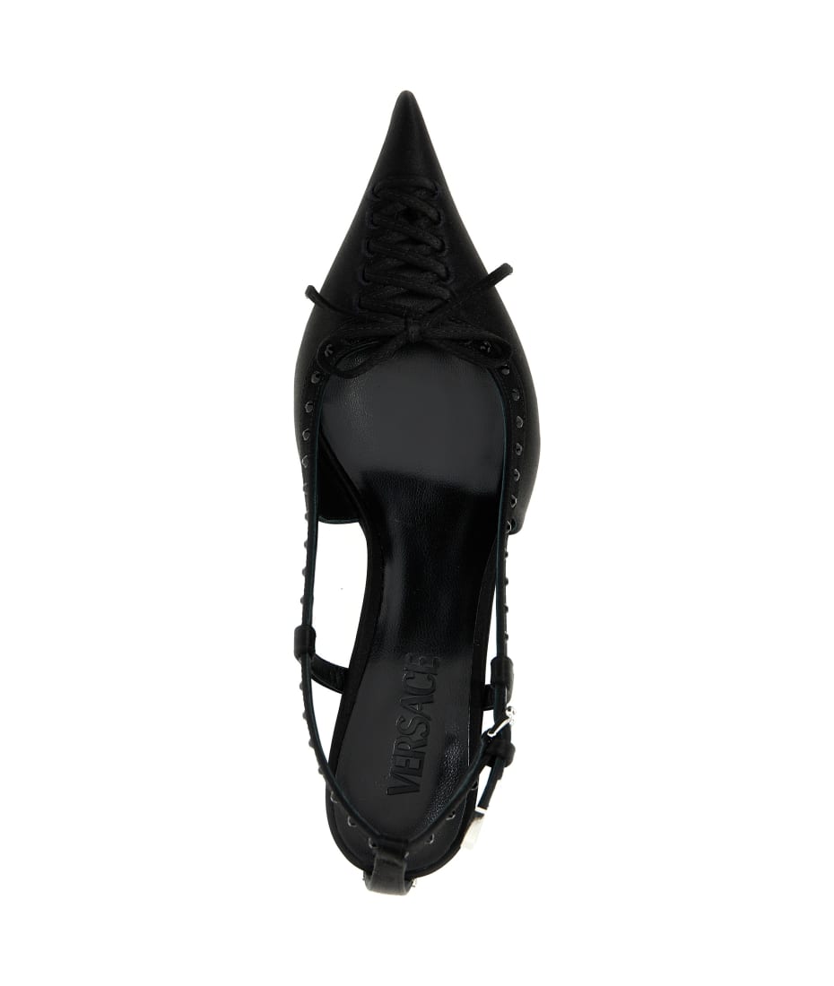 【関税込み】versace Satin rhinestone slingback Versace Satin Rhinestone Slingback | italist