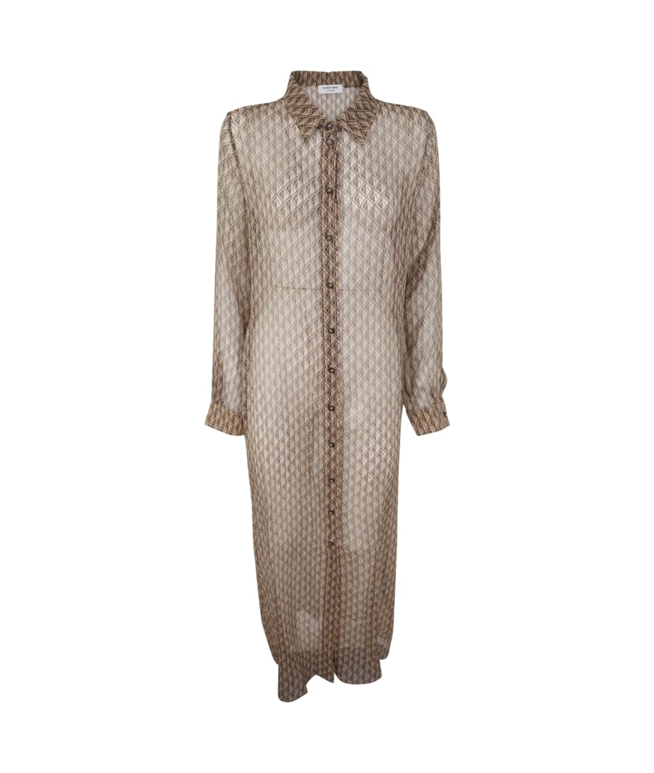 ワンピース MARINE SERRE MOON DIAMANT SILK CREPON BUTTON UP DRESS Marine Serre Moon Diamant Silk Crepon Button Up Dress – LOZURI®