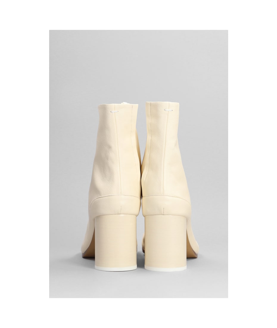 Maison Margiela Tabi High Heels Ankle Boots In Beige Leather - beige