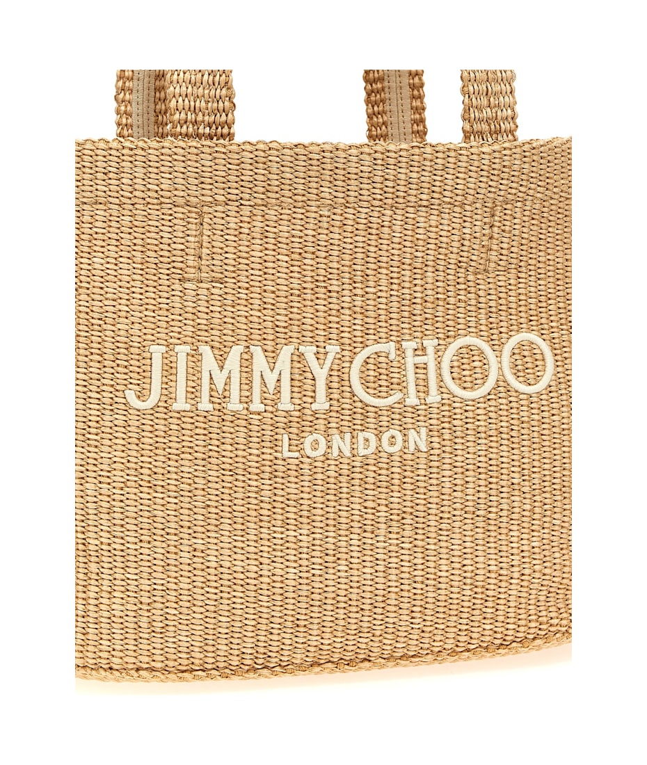 トートバッグ Jimmy Choo 'Beach Tote East-West' shopping bag Beach Tote E/W | Natural Raffia Embroidered Tote Bag | JIMMY