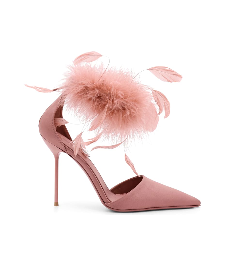 PARIS TEXAS Lidia satin sandals with feather detail レザー Paris Texas Lidia Satin Sandals With Feather Detail