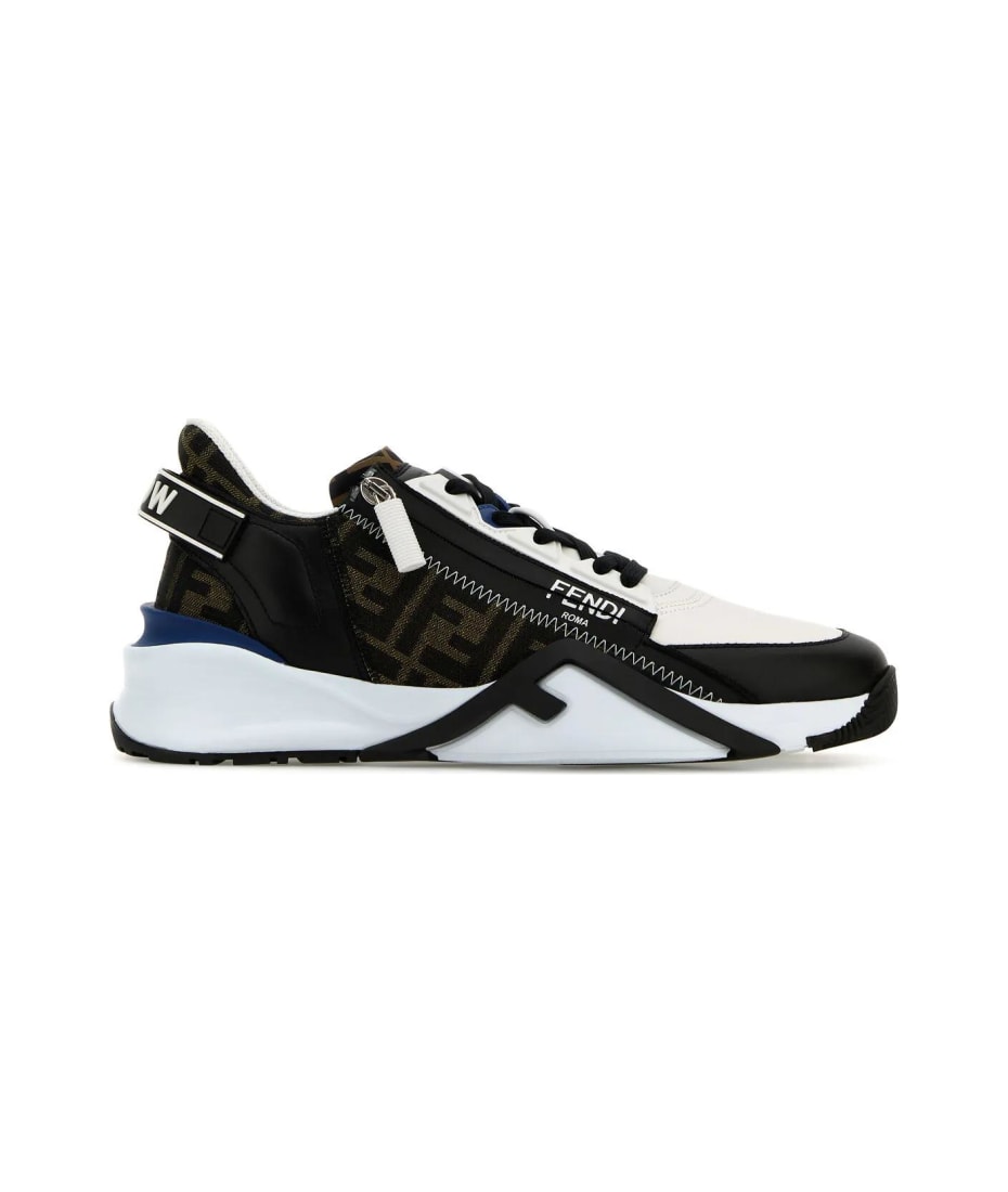 Fendi Multicolor Leather And Jacquard Flow Sneakers italist