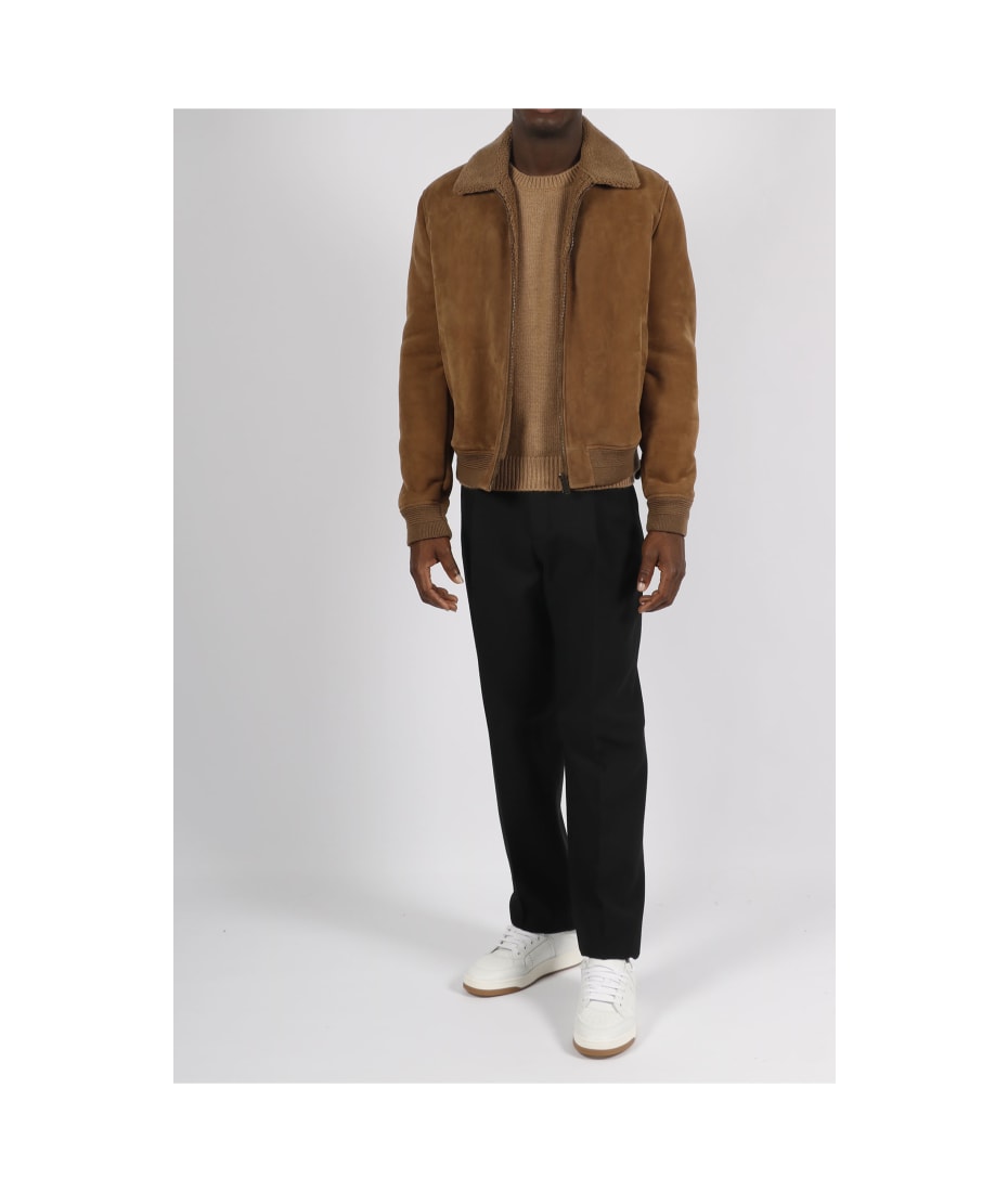 Suede And Shearling Bomber Jacket