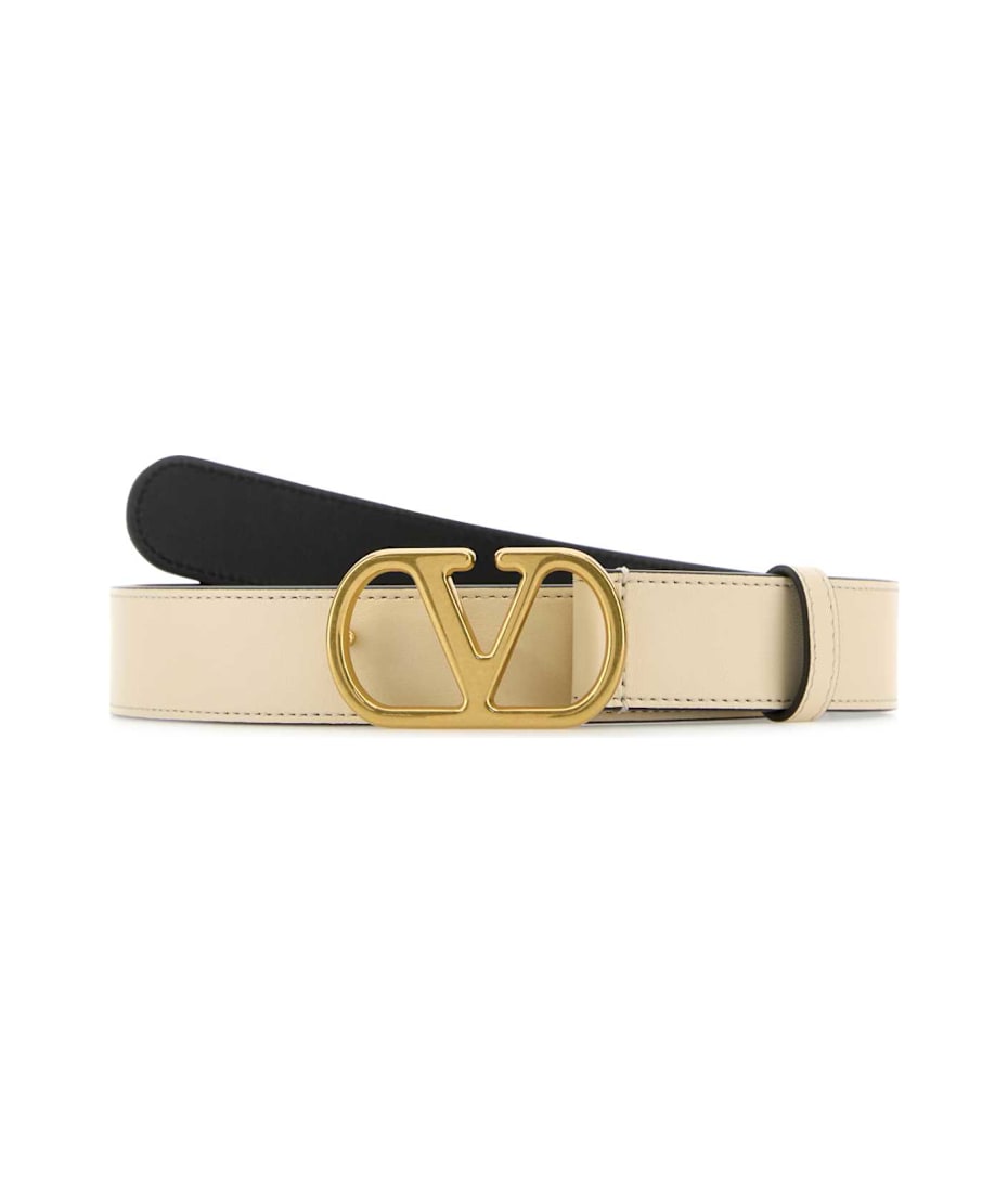 Valentino Garavani Ivory Leather Vlogo Belt | italist