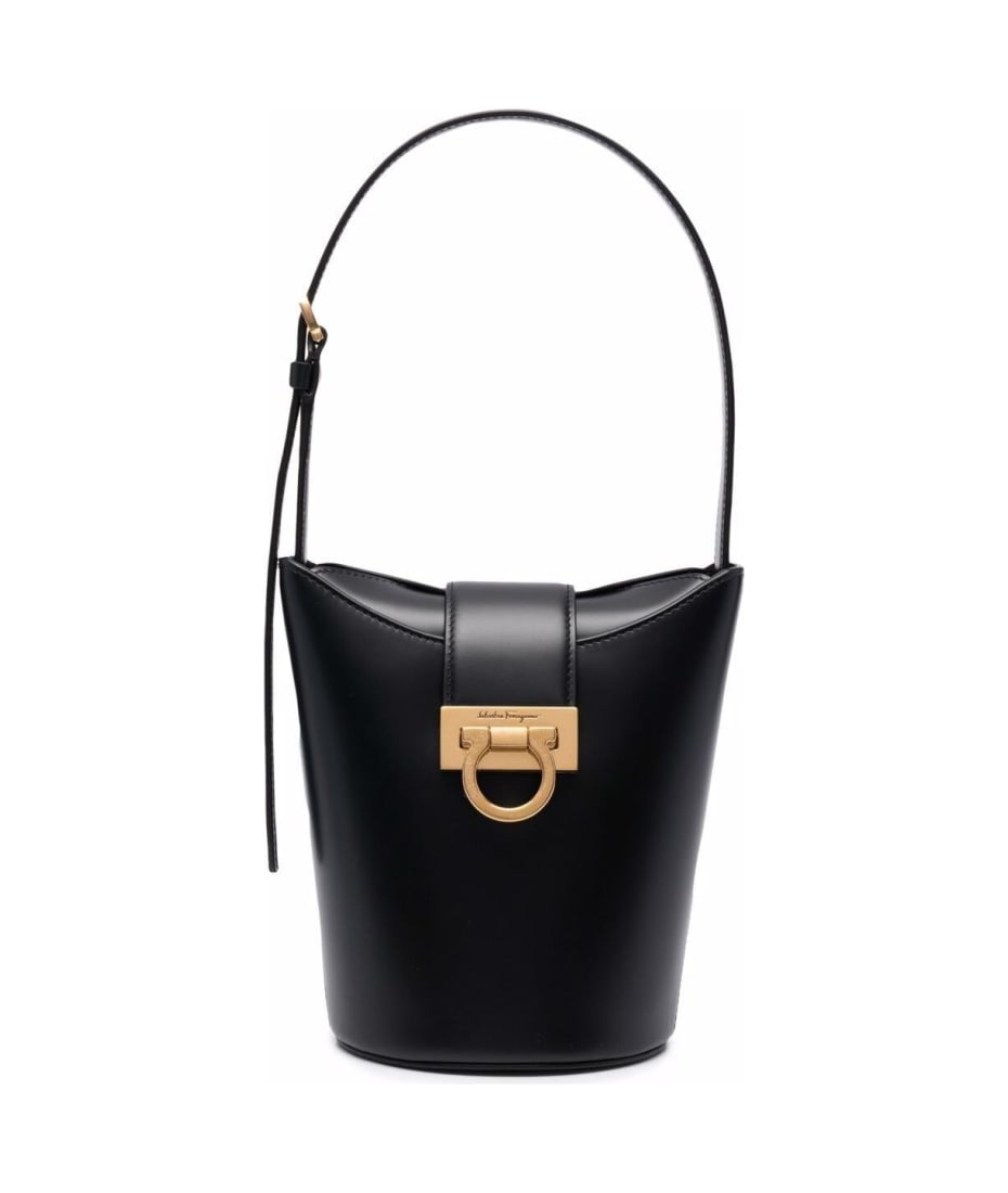 Ferragamo Black shoulder bag with Gancini buckles