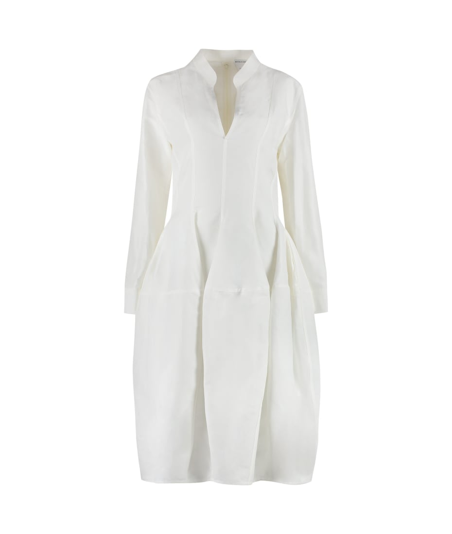 BOTTEGA VENETA★Viscose and linen dress Bottega Veneta® Women's Viscose And Linen Dress in Chalk
