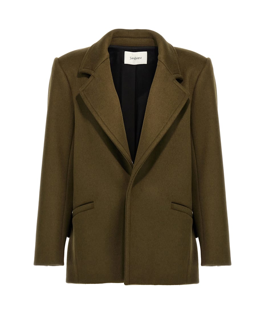 Saint Laurent Single-breasted Wool Coat | italist