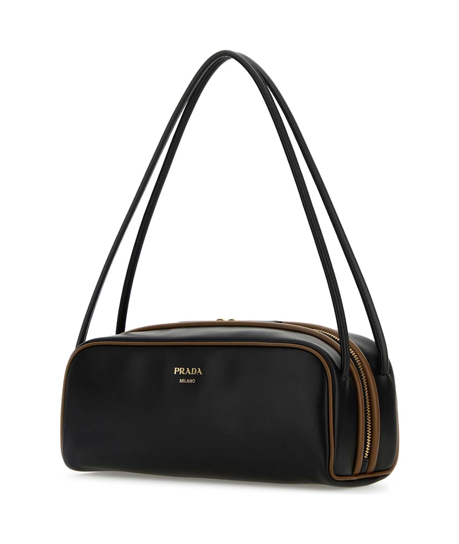 【関税&送料込】Prada Black Leather Medium Shoulder Bag Medium leather shoulder bag in black - Prada | Mytheresa