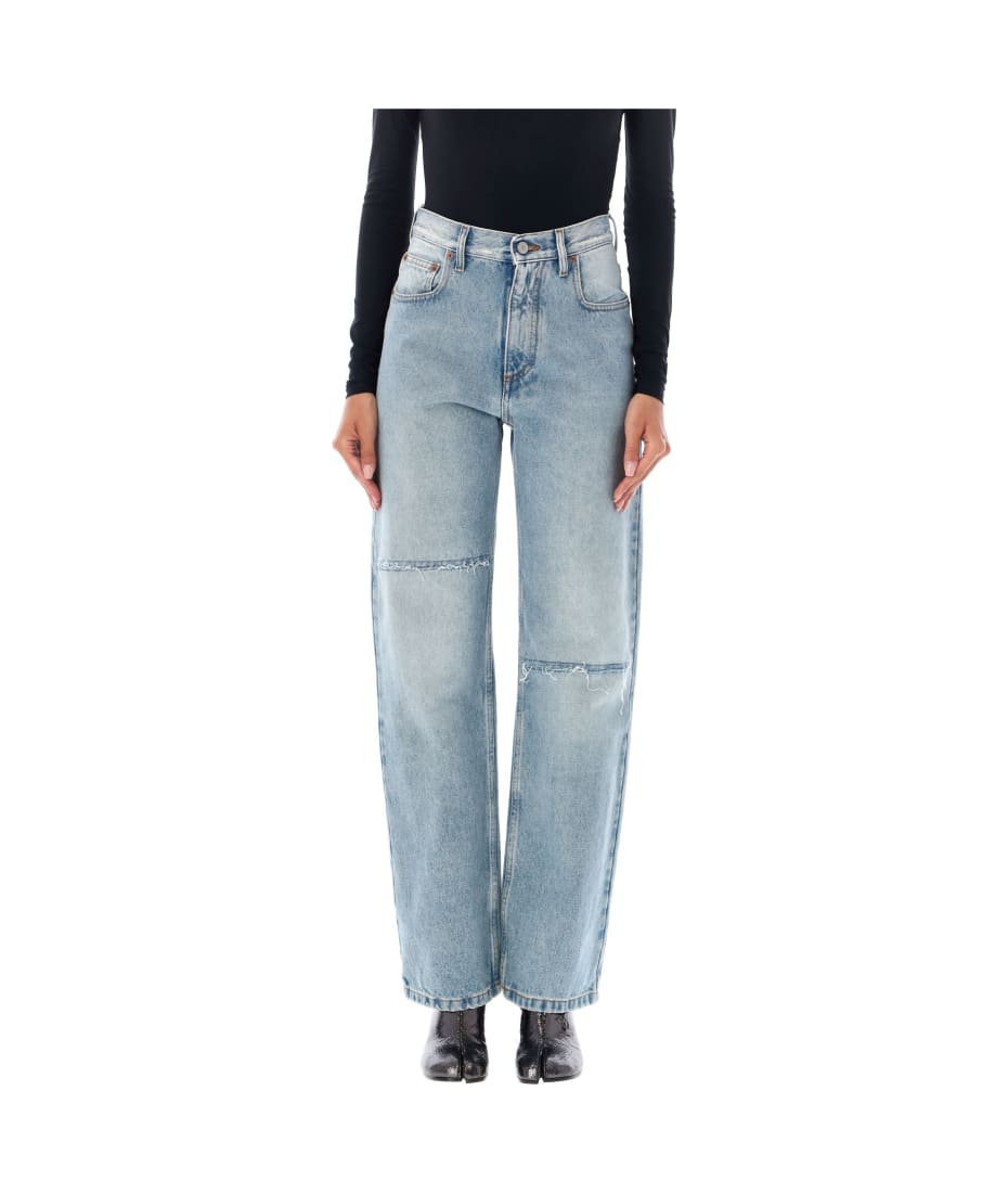デニム・ジーパン MM6 Maison Margiela DISTRESSED JEANS VARNISHED MM6 Maison Margiela Distressed Blue Jeans Blue – ESSXNYC