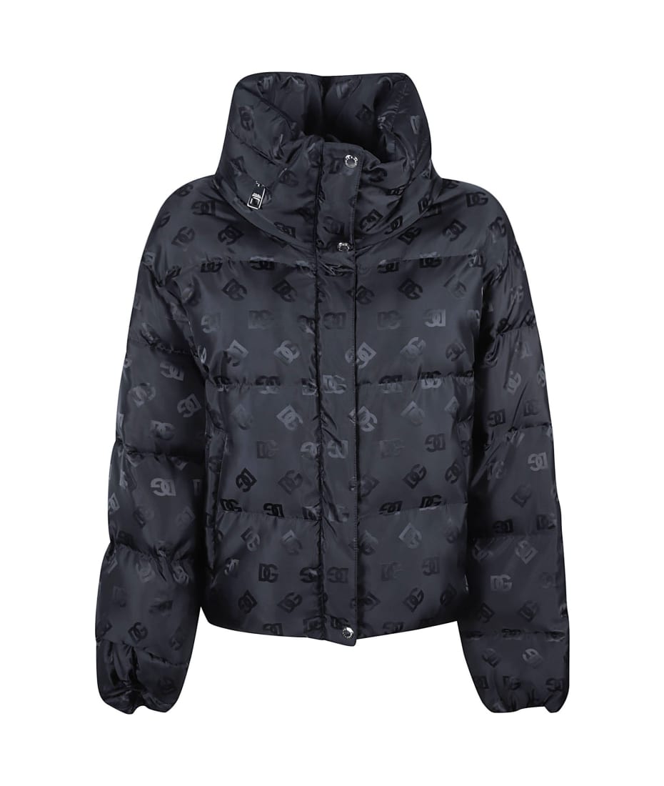 Dolce & Gabbana DG Quilted Hooded Coat - Black