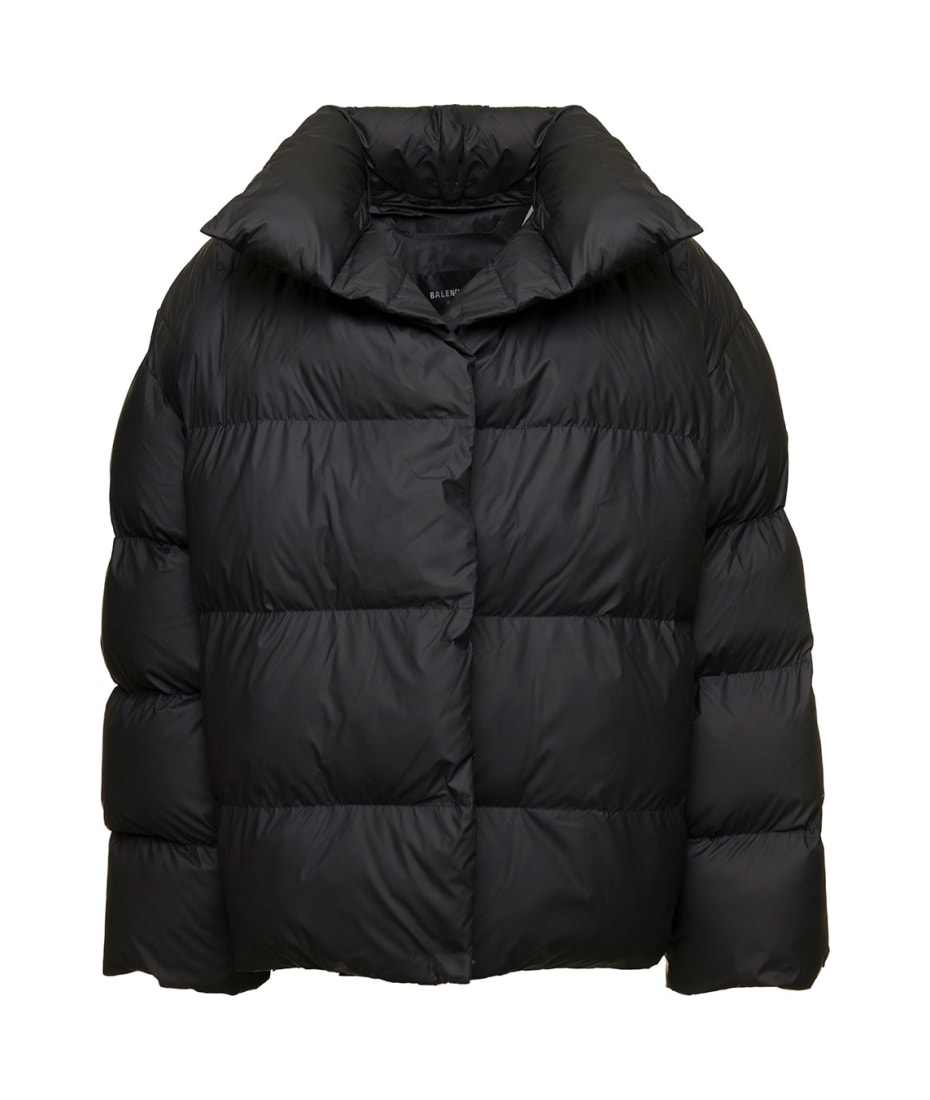 Balenciaga Black Oversized Puffer Jacket With Contrasting Logo Detail In Polyamide Man | ALWAYS LIKE A SALE