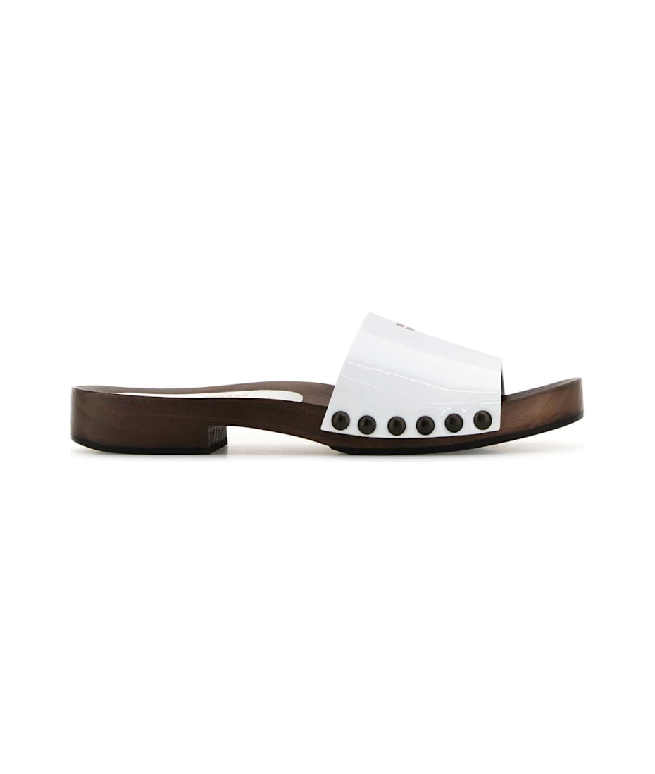 【関税&送料込】Miu Miu White Leather Clogs Miu Miu White Leather Clogs | italist