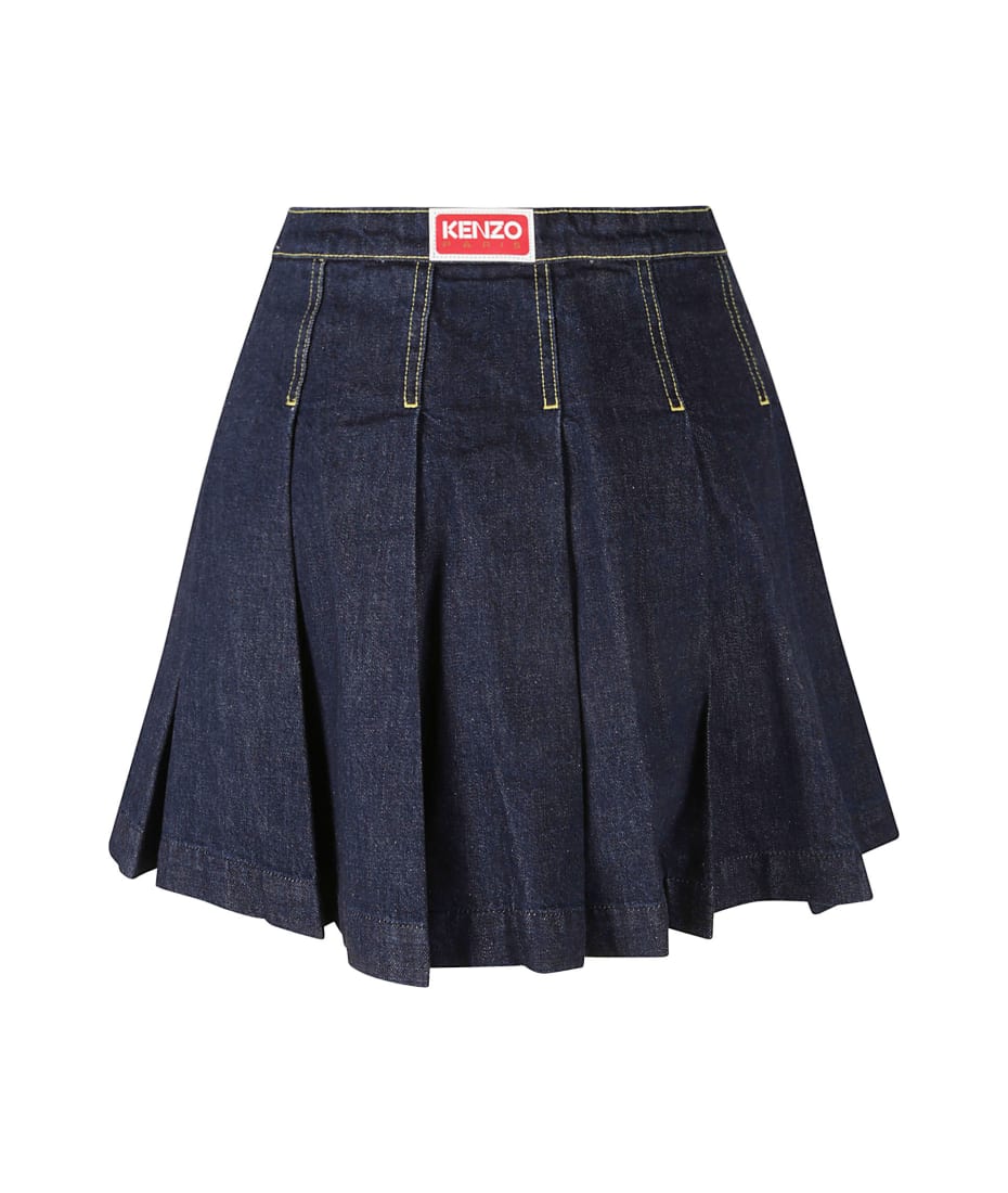【送料&関税込】Kenzo Solid Fit & Flare Skirt kenzo-dark-stone-blue-denim-
