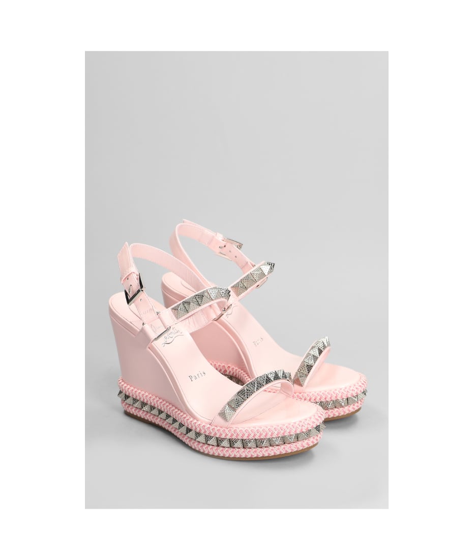 CHRISTIAN LOUBOUTINの靴♪ ** PYRACLOU PINK SATIN ** 110mm Christian Louboutin Pyraclou 110 Pink Glitter Stud Platform