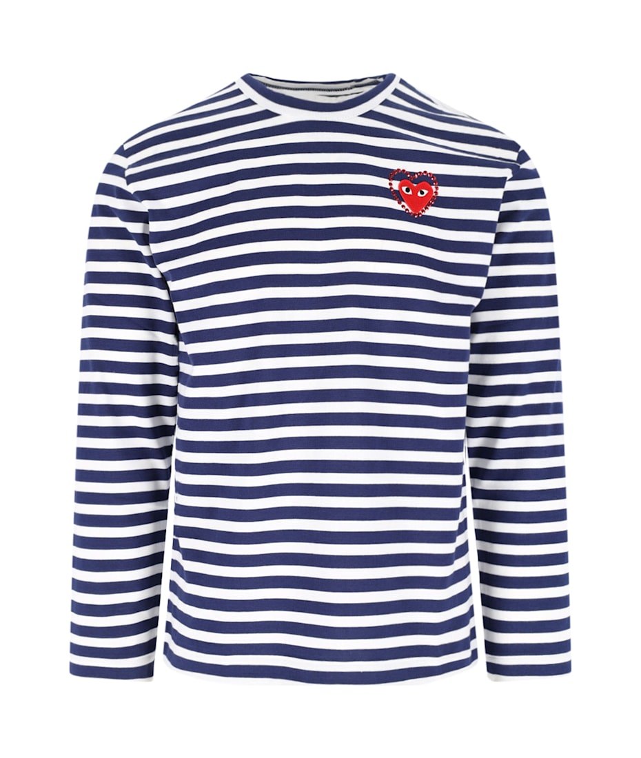 Comme des Garçons Play 'emblem' Striped T-shirt With