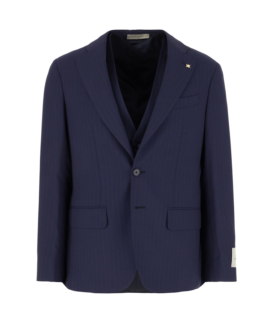 Embroidered Stretch Wool Blend Suit