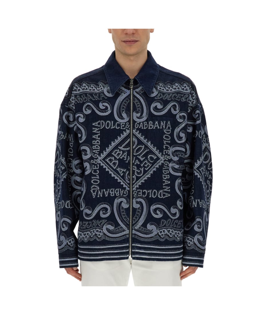ジャケットその他 Dolce & Gabbana NAVY PRINT CARDIGAN (G9AUMD_G8KM5S9001) Dolce & Gabbana Navy Print Cardigan | italist
