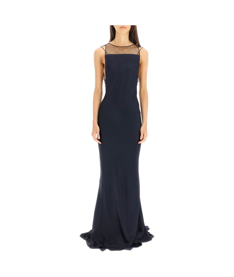 パーティードレス MAISON MARGIELA hammered satin gown SI0CT0001 S49465 Green Satin Maxi Dress - Navy | Maison Margiela
