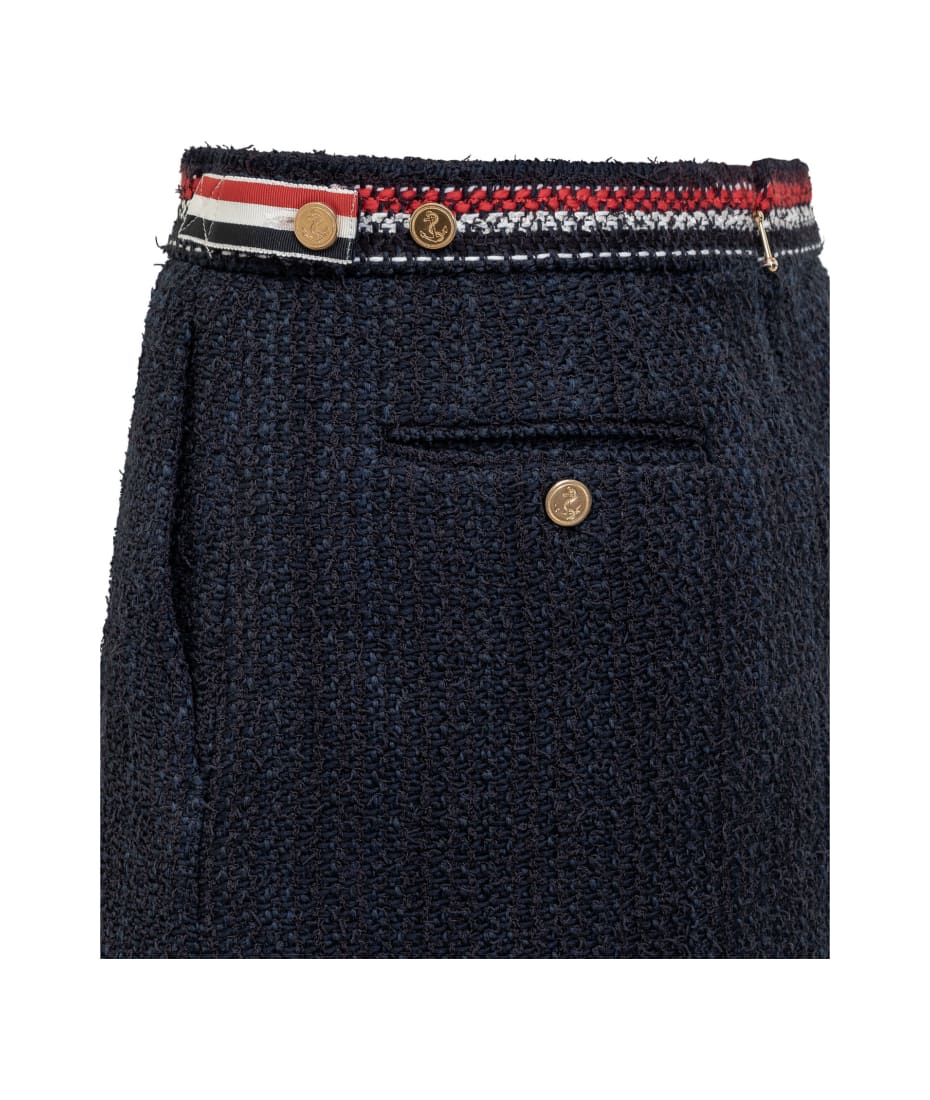 【送料&関税込】Thom Browne Thigh Length Side Tab Skirt Light Weight Irish Donegal Tweed Midi A Line Side Tab Skirt