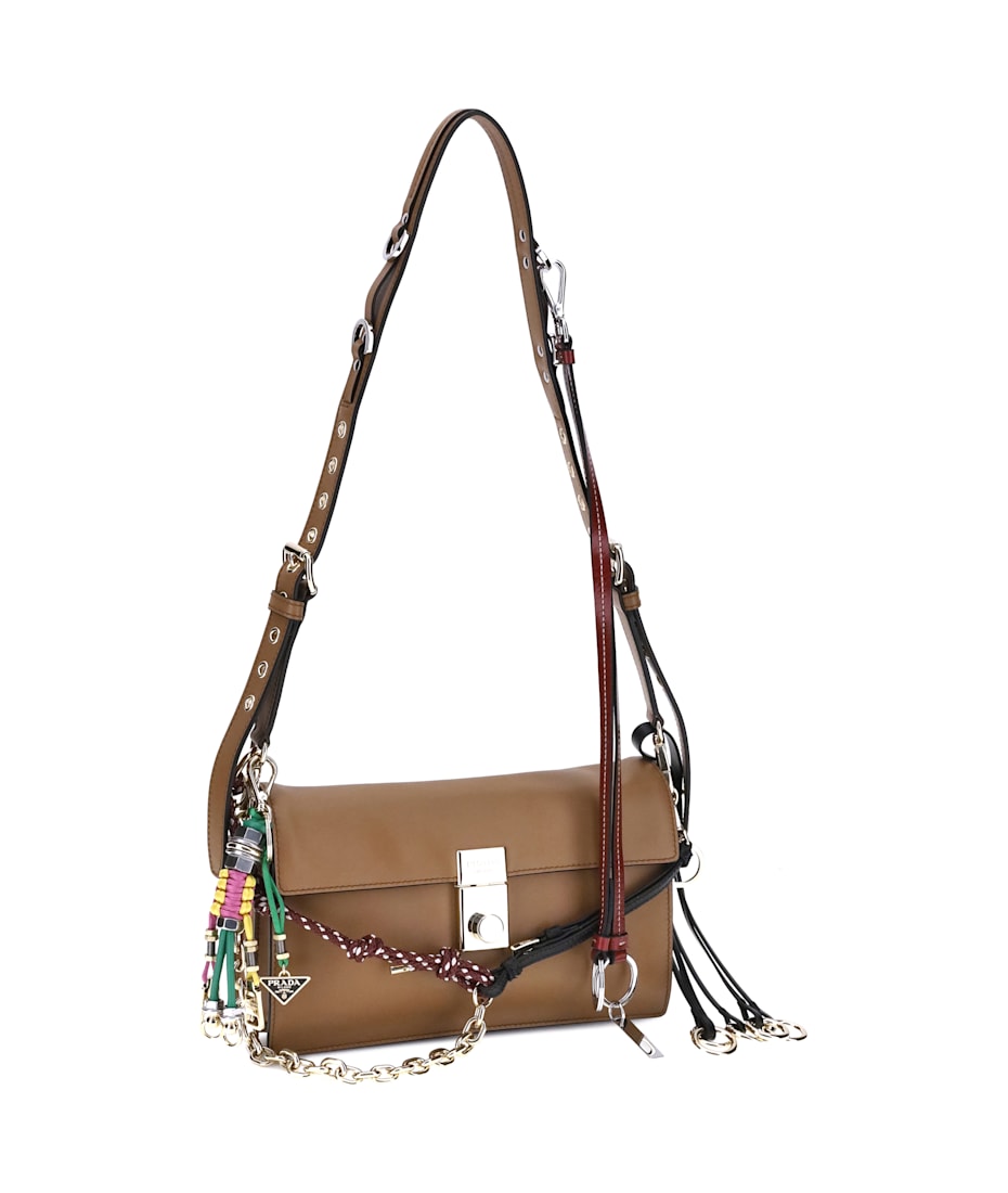 ◆大人気◆【PRADA】Soft Sound スモールレザーショルダーバッグ White Prada Soft Sound small leather shoulder bag with