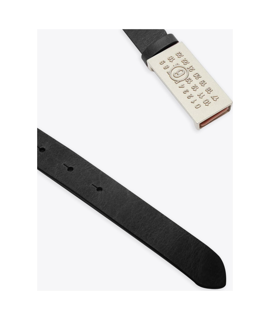 MM6 Maison Margiela Cintura Black leather belt with metal