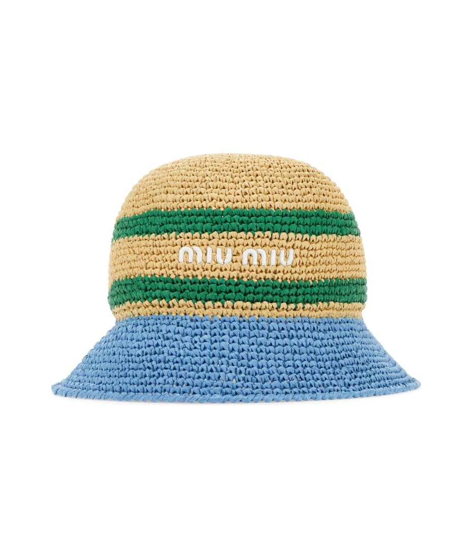 Miu Miu Multicolor Raffia Bucket Hat | italist