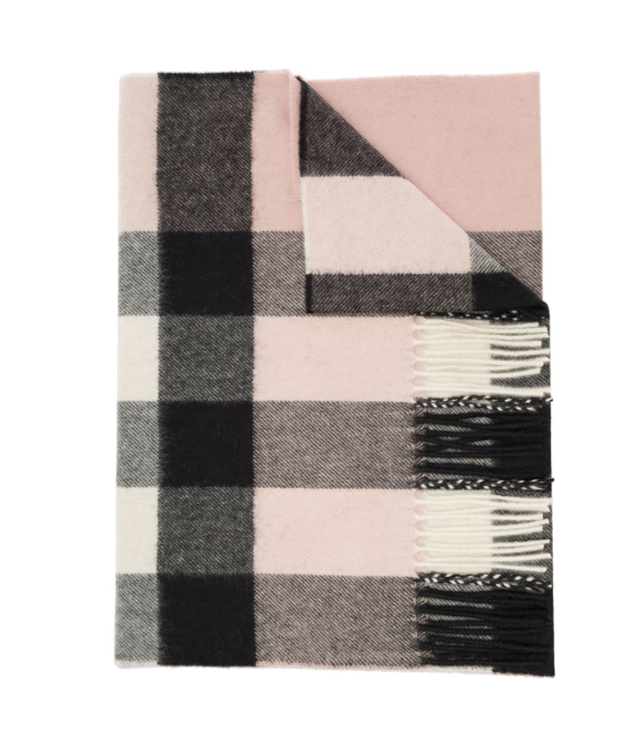 Burberry 'mega Check' Beige Scarf With Fringed Hem In Cashmere Woman |  italist, ALWAYS LIKE A SALE