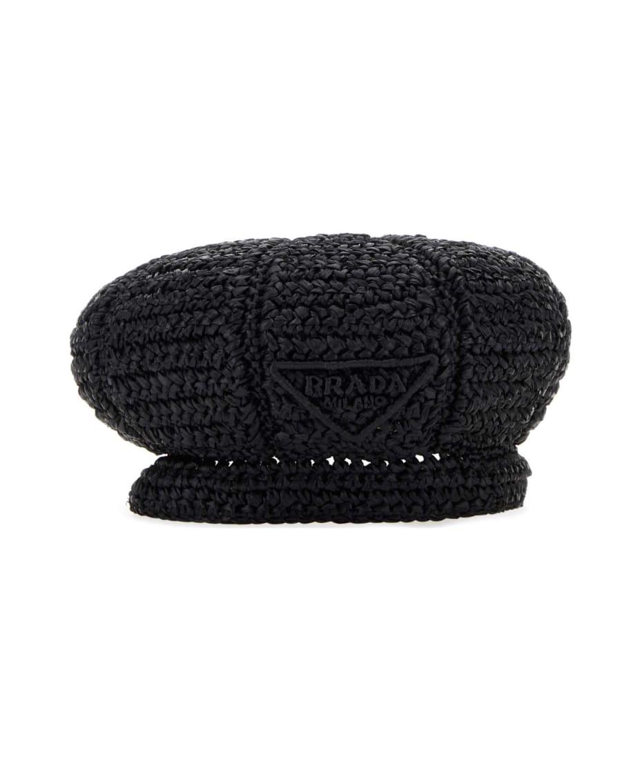 Prada Black Rafia Baker Boy Hat | italist