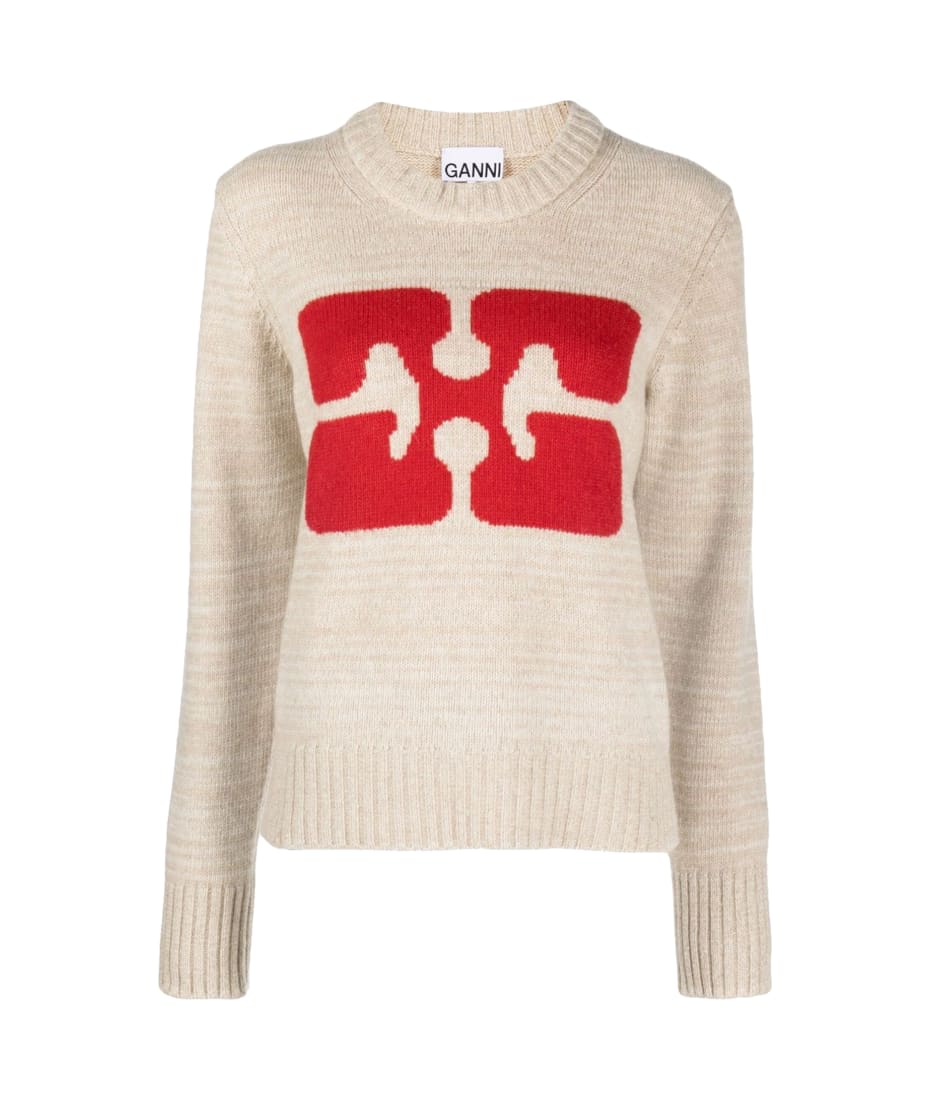Ganni Graphic O-neck Pullover Butterfly | italist