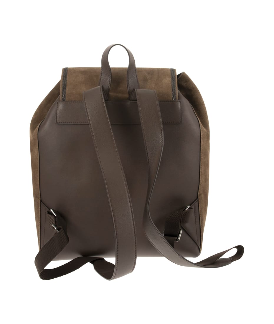 バッグ・カバンその他 BRUNELLO CUCINELLI Suede bag with Precious Contour Brunello Cucinelli Suede Backpack With 